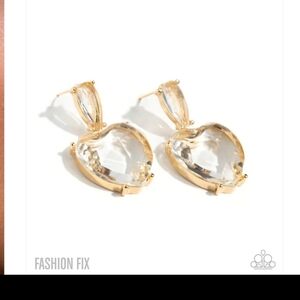 Paparazzi Gold and Clear Heart Earrings Fashionable Finery Post Fashion Jewelry